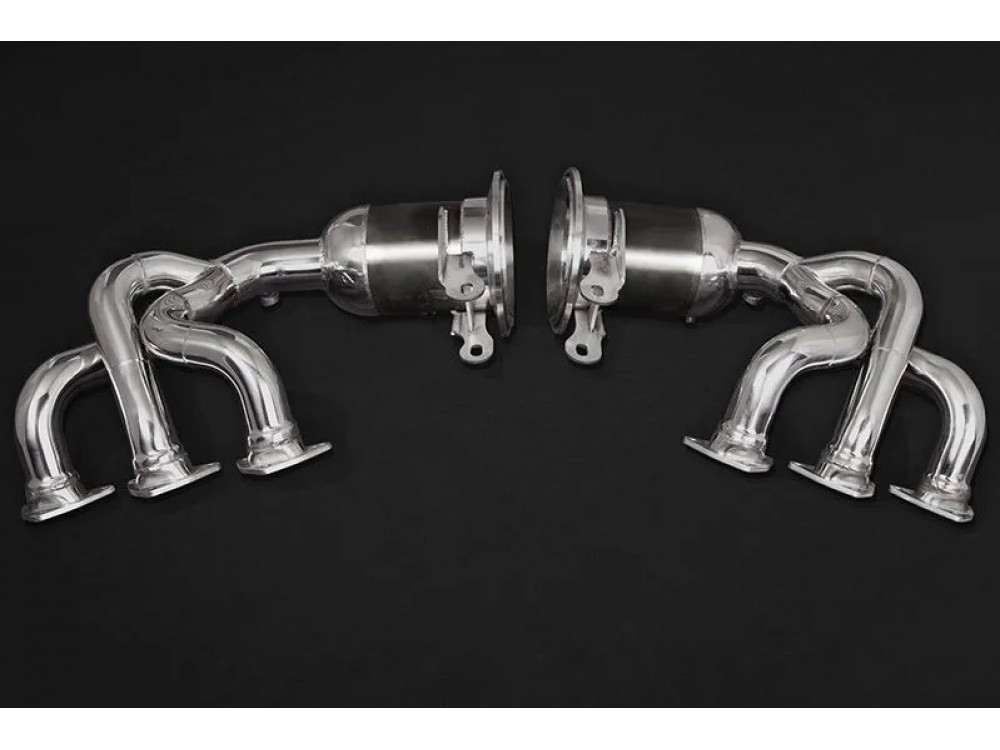 Sportauspuff Capristo Porsche 992 GT3 manifolds removing OPF filters