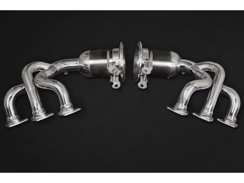 Sportauspuff Capristo Porsche 992 GT3 manifolds removing OPF filters