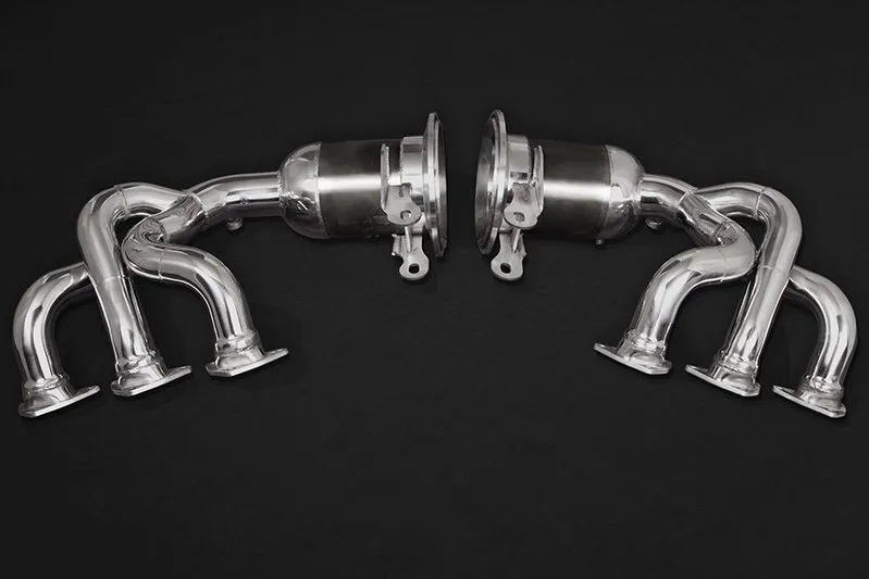 Sportauspuff Capristo Porsche 992 GT3 manifolds removing OPF filters